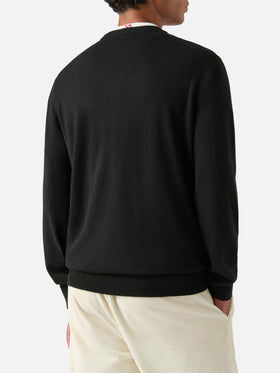 Jersey de cuello redondo Black Heron en mezcla ligera de lana y cachemira con bordado My Life Is Complicated 