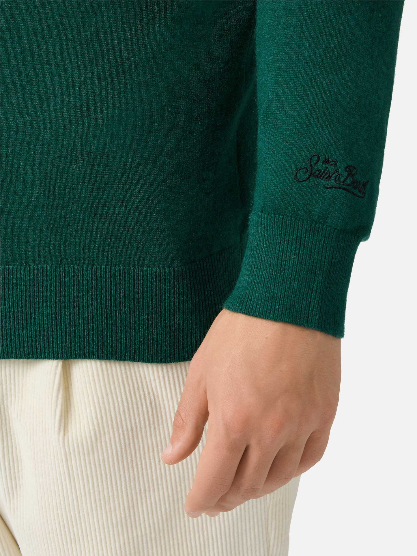 Rundhalspullover Heron Light mit Stickerei „Vom Tag zum Abend unterwegs“