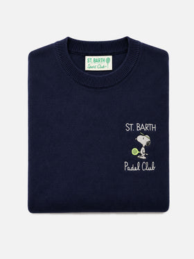 Maglione Heron Light blu navy con ricamo a cuore Snoopy padel club | Special Edition