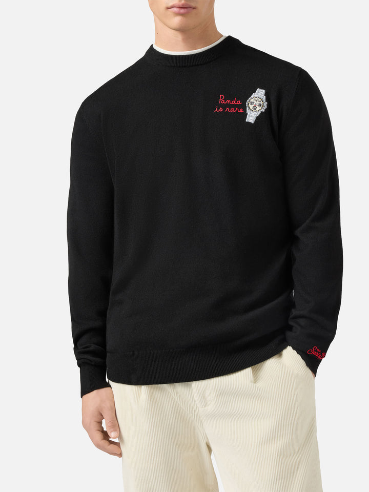 Crewneck sweater Heron Light with Panda is rare embroidery