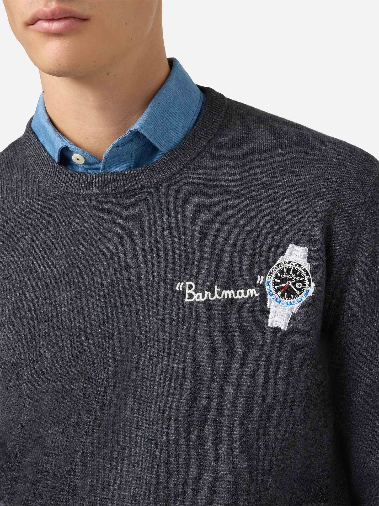 Crewneck sweater Heron Light with Bartman embroidery