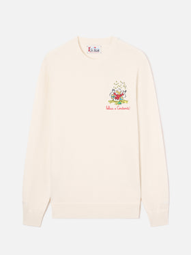 Jersey de cuello redondo Heron Light en mezcla de lana y cachemira color blanco roto con bordado de Scrooge McDuck | Special edition 