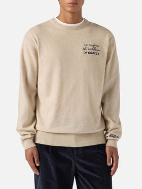 Crewneck sweater Heron Light with La cugina del tortellino, la Gnocca! embroidery | VACANZE DI NATALE SPECIAL EDITION