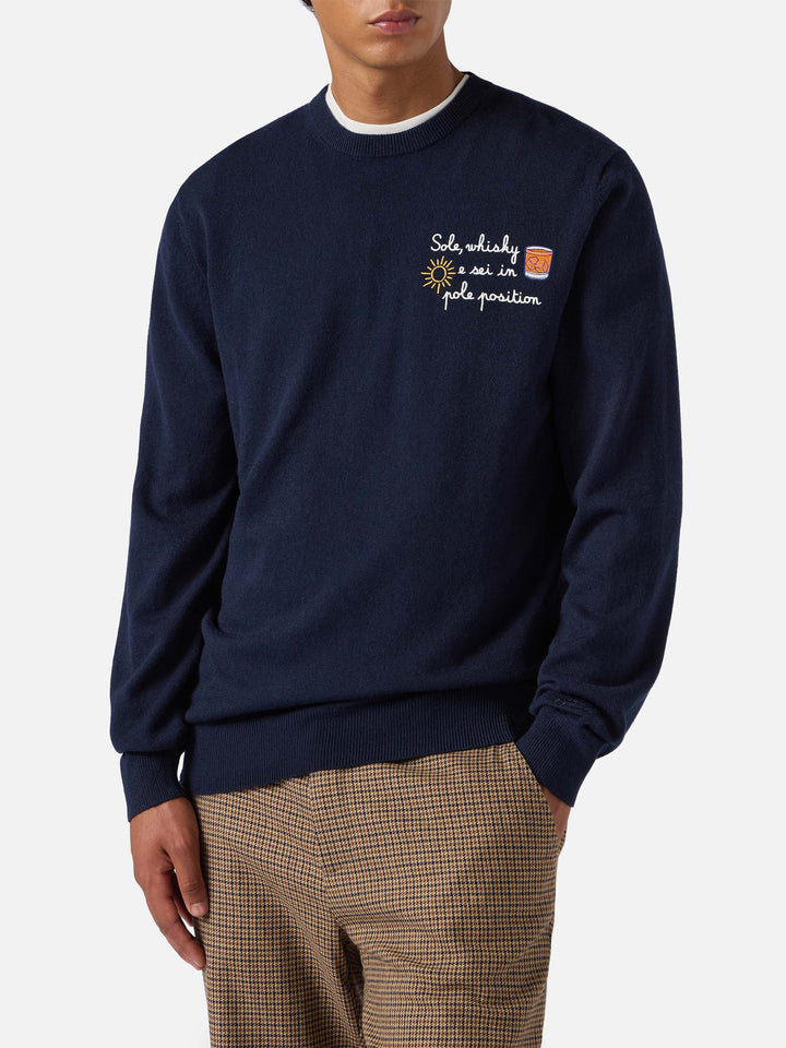 Maglione a girocollo Heron Light con ricamo Sole, wishky e sei in pole position! | VACANZE DI NATALE SPECIAL EDITION