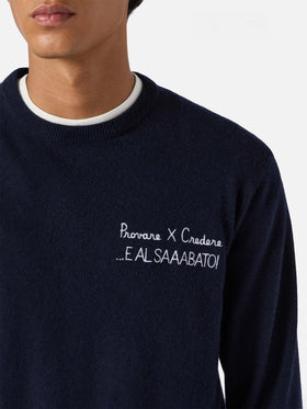 Rundhalspullover Heron Light mit „Provare per credere!“-Stickerei | YUPPIES SPECIAL EDITION