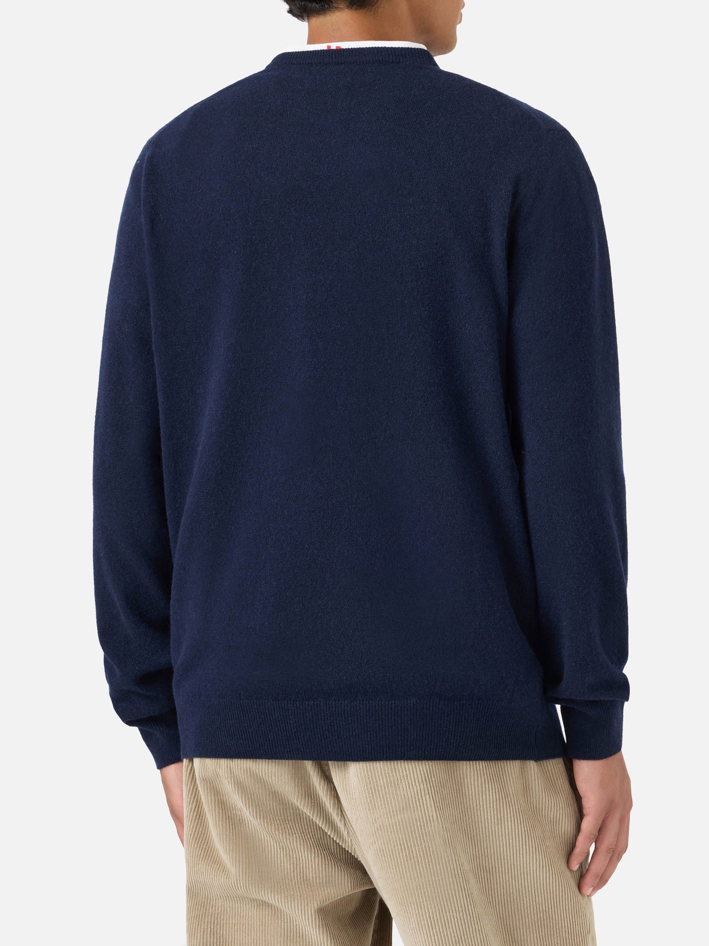 Heron Light crewneck knitwear in navy blue with embroidery