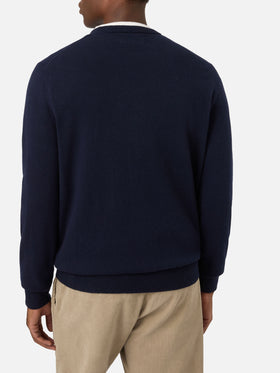 Pull col rond Heron en maille Navy blue avec broderie Best Couple | Special edition 
