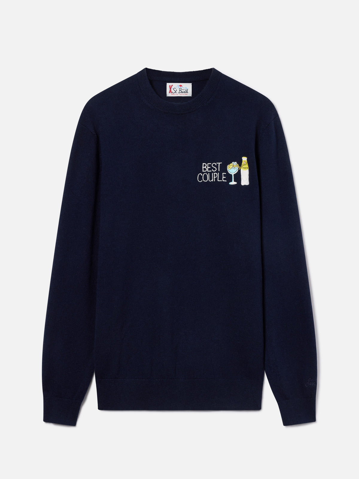 Navy blue Heron crewneck knit with Best Couple embroidery | Special edition