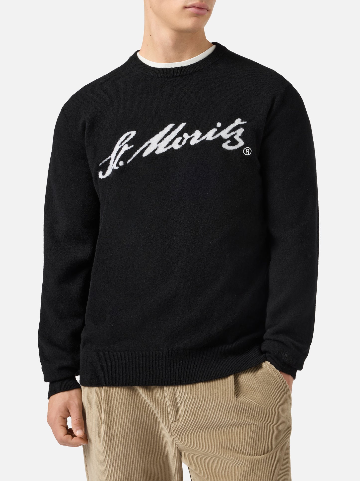 Maglione Heron Light in 100% CASHMERE nero con intarsio St. Moritz | ST. MORITZ TOP OF THE WORLD