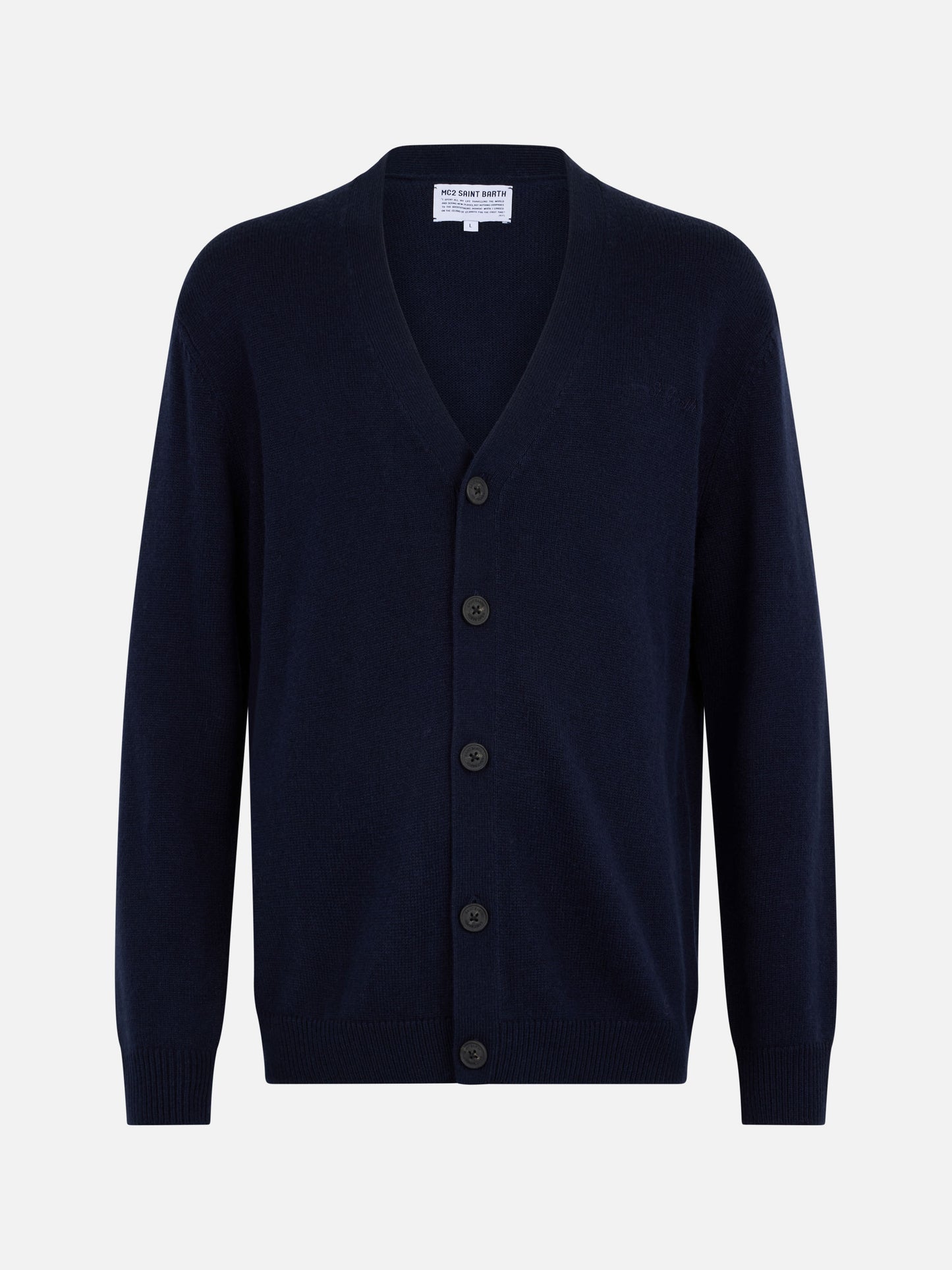 Man navy blue cashmere blend cardigan sweater Herrison