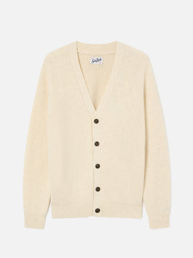 Cardigan côtelé en laine Herrison beige 