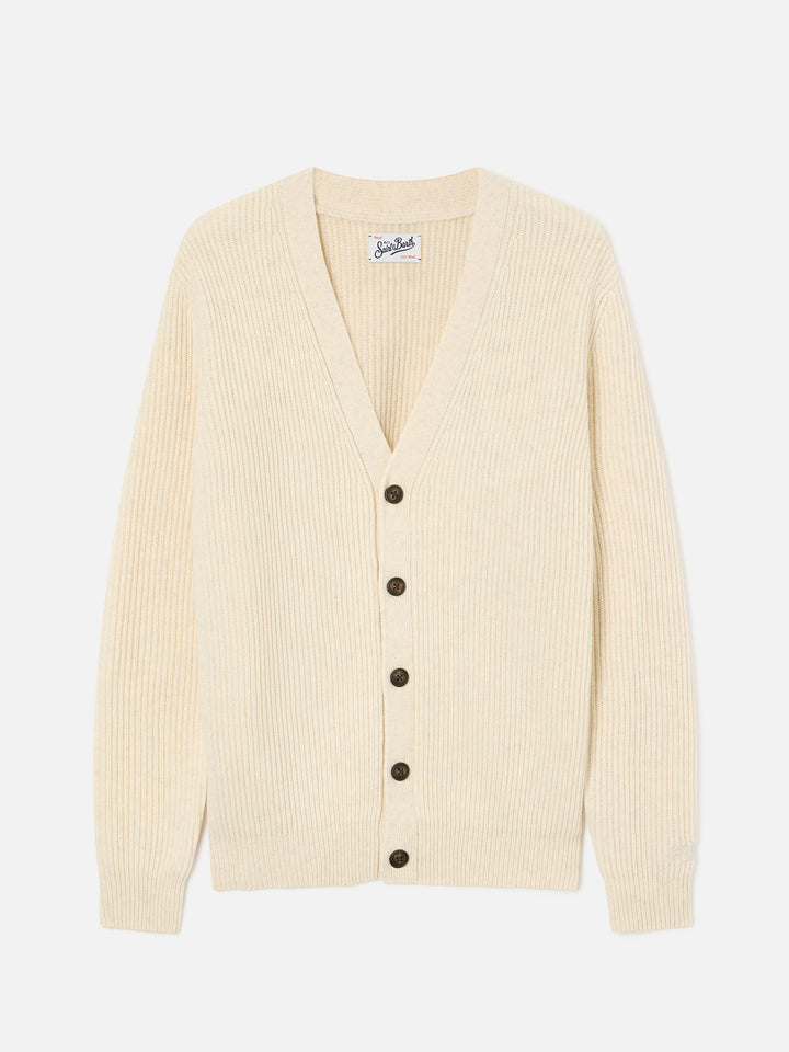 Cardigan côtelé en laine Herrison beige 