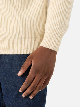 Beige Herrison wool ribbed cardigan