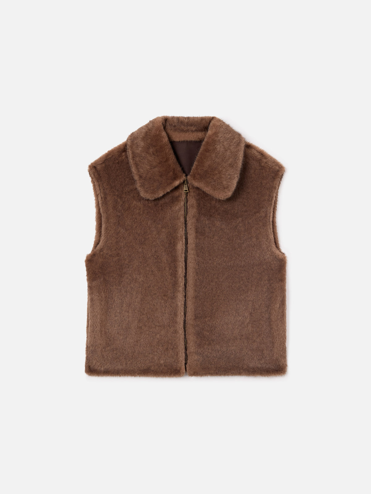 Gilet Hesketh marrone scuro reversibile in tessuto cerato ed effetto pelliccia