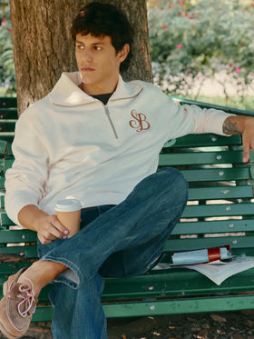 Sudadera Huntley de algodón color crema con monograma SB Legacy 