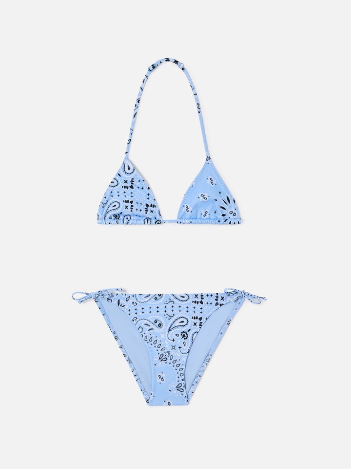 Holly triangle bikini with light blue bandana print