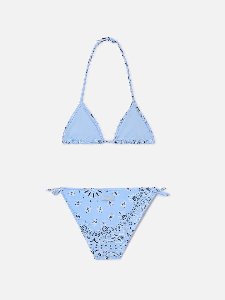 Holly triangle bikini with light blue bandana print
