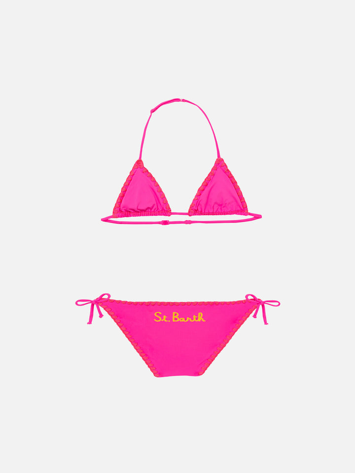 Girl triangle bikini with ducky crochet patch