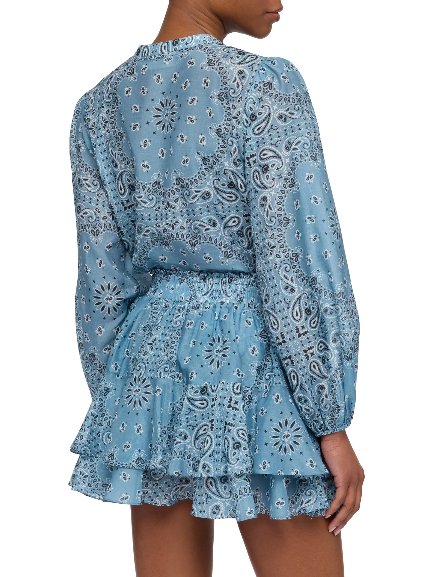 Harper silk voile blouse in lurex silk voile with bandanna print