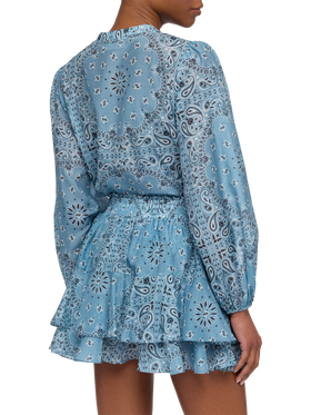 Harper silk voile blouse in lurex silk voile with bandanna print