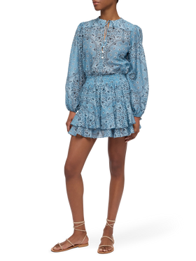 Harper silk voile blouse in lurex silk voile with bandanna print