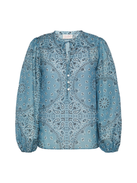 Harper blusa in voile di seta lurex con stampa bandana