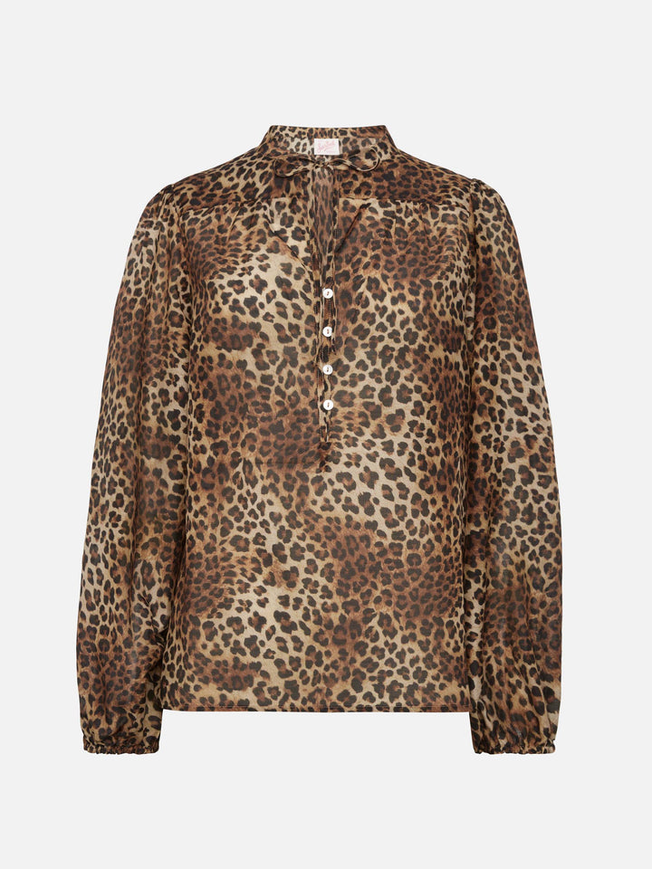 Bluse Harper aus Lurex-Seidenvoile mit Animalier-Print