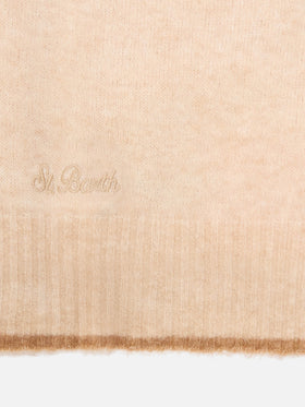 Cappuccio Harlow beige in misto alpaca con profilo a contrasto