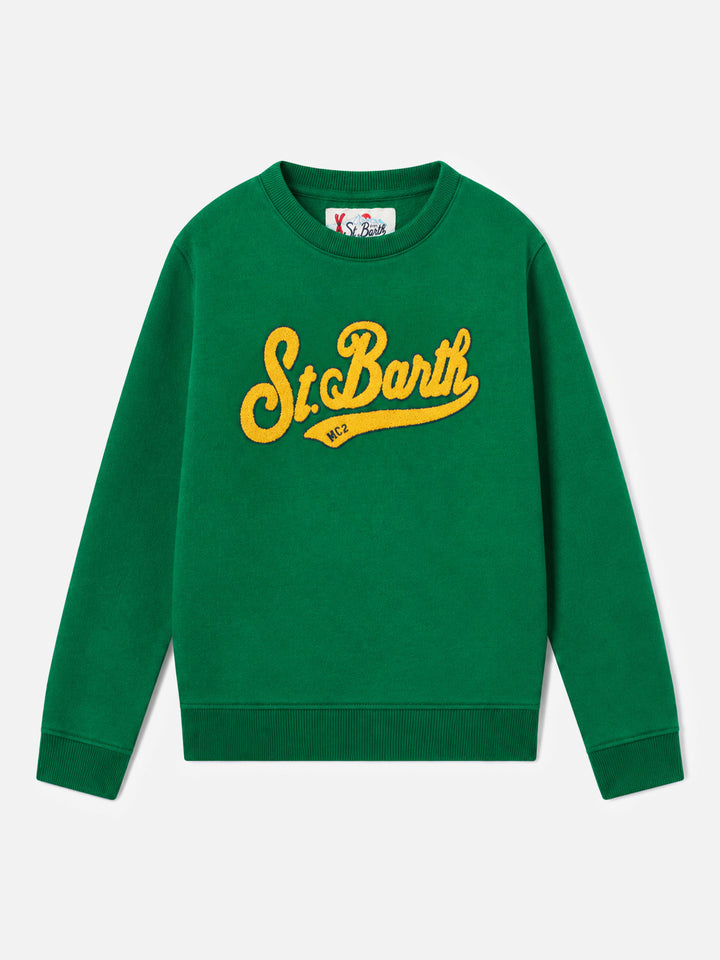 Sudadera verde para niño con logo de rizo 
