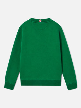 Felpa Hutton verde con logo giallo in spugna