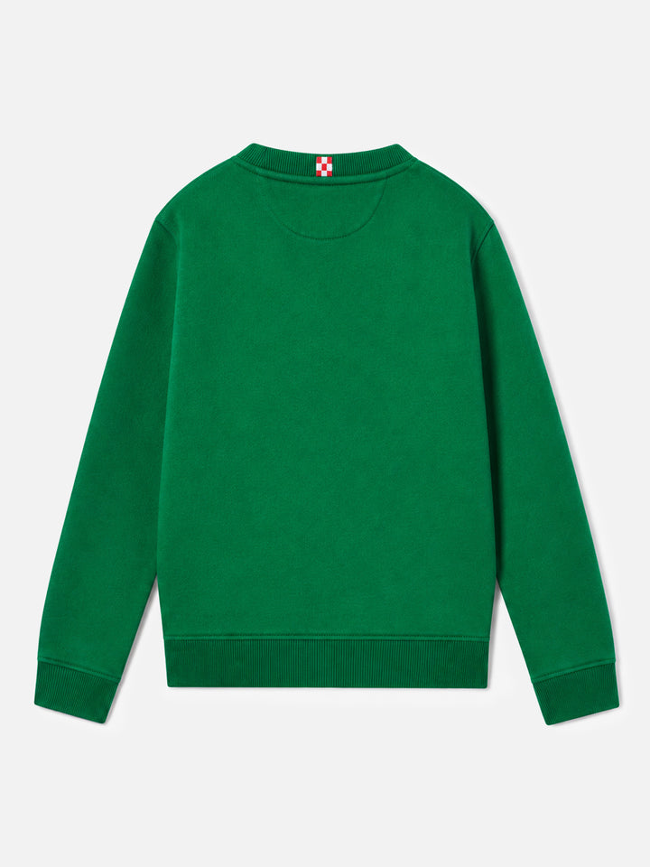 Sudadera verde para niño con logo de rizo 