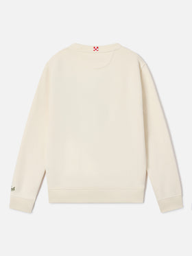 Sudadera Cream Hutton de mezcla de algodón con parche de esponja de dinosaurio | Special edition 