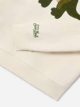 Sudadera Cream Hutton de mezcla de algodón con parche de esponja de dinosaurio | Special edition 