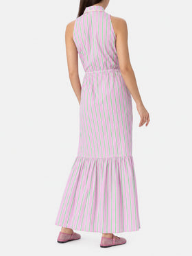 Robe longue Ida à rayures lilas et orange 