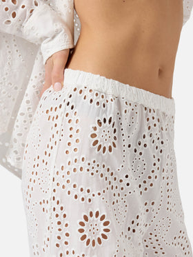 White Inez broderie anglaise trousers