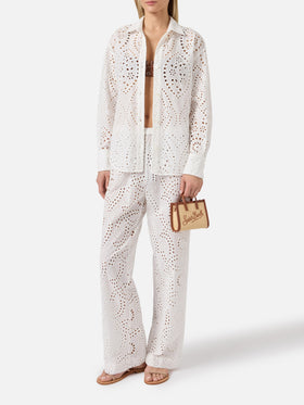 Pantaloni Inez in sangallo bianco