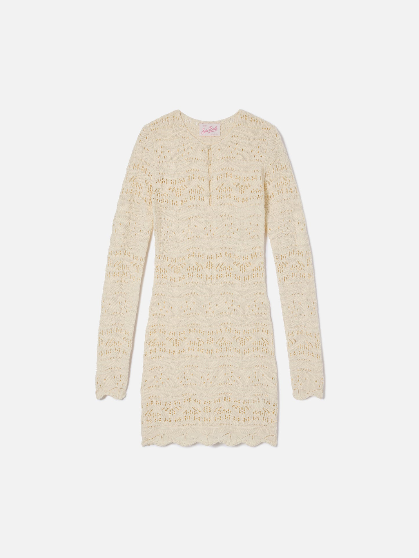 Ilany white openwork cotton knit dress