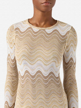 Short Imany dress in brown degradé raschel fabric
