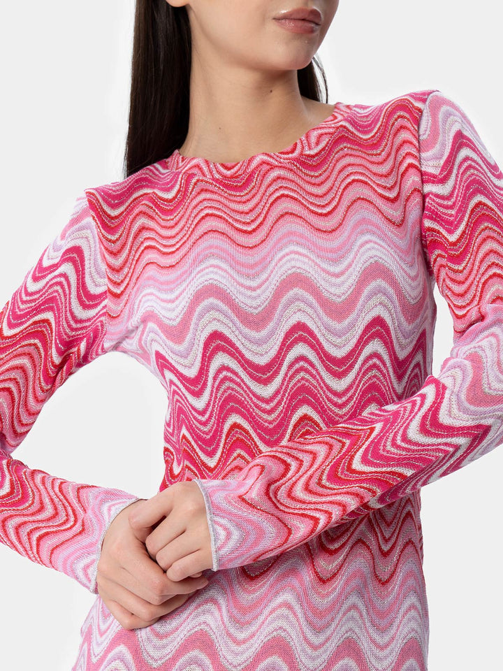 Woman raschel knit pink short dress Imany - MC2 Saint Barth