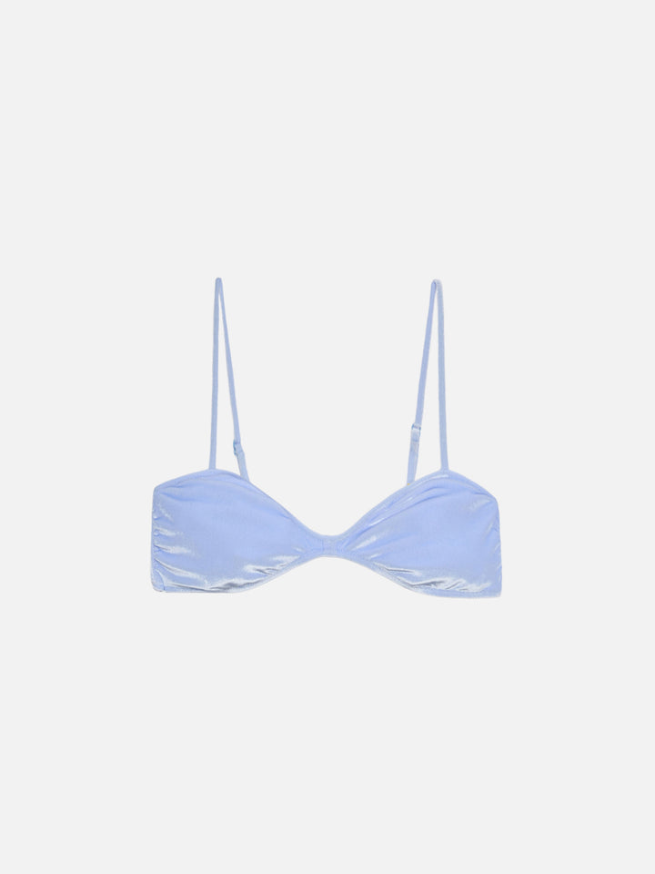 Ipanema scooped bralette top in light blue velvet