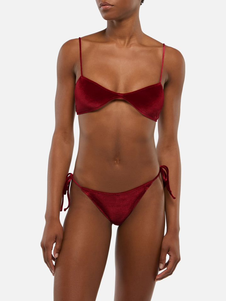 Bikini a bralette Ipanema Naomi in velluto rosso mattone