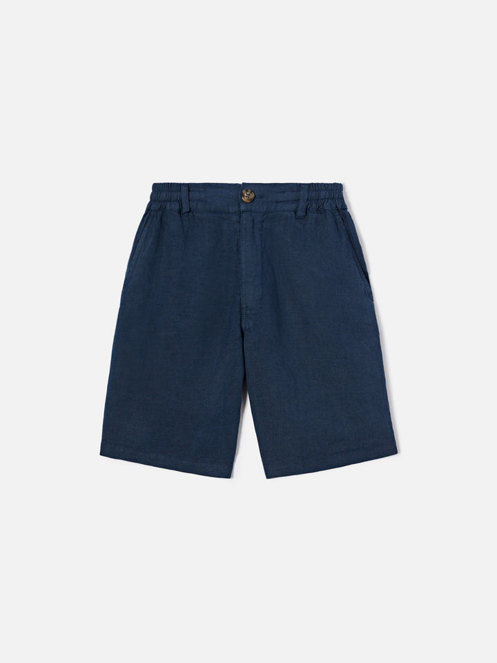 Navy blue Ischia Jr shorts in linen