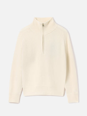 Pull en laine Isalyn Off white à demi-zip 