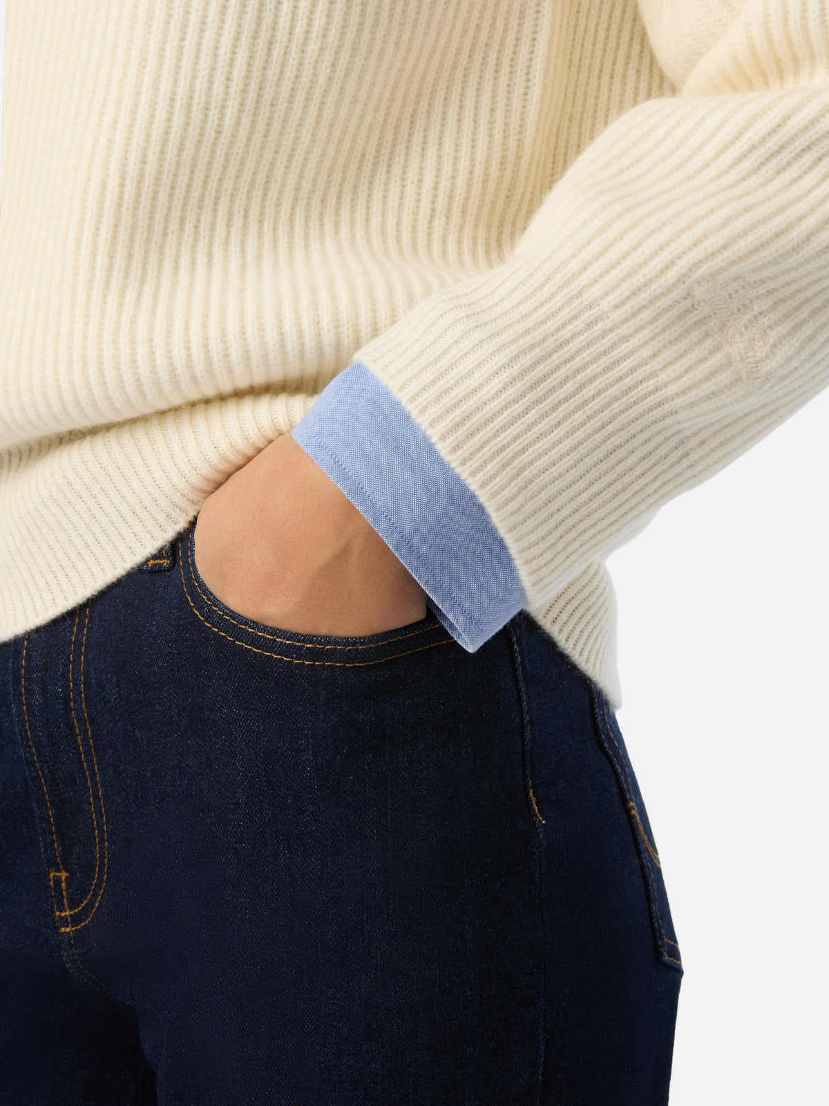 Pull en laine Isalyn Off white à demi-zip 