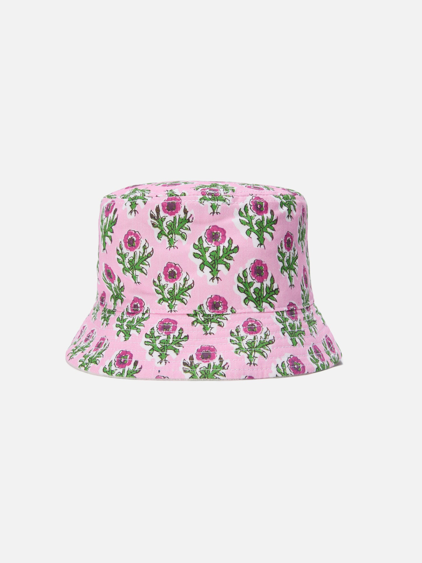 Cappello bucket reversibile con stampa floreale boho e spugna bianca