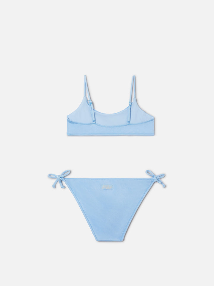 Bikini Jaiden azzurro con applicazione strass zebrato