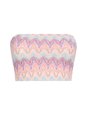Jaclyn strapless bandeau top with chevron pattern