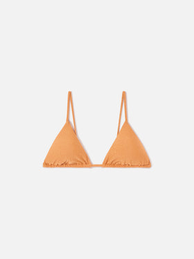 Top de bikini de triángulo Janet en lurex Orange 