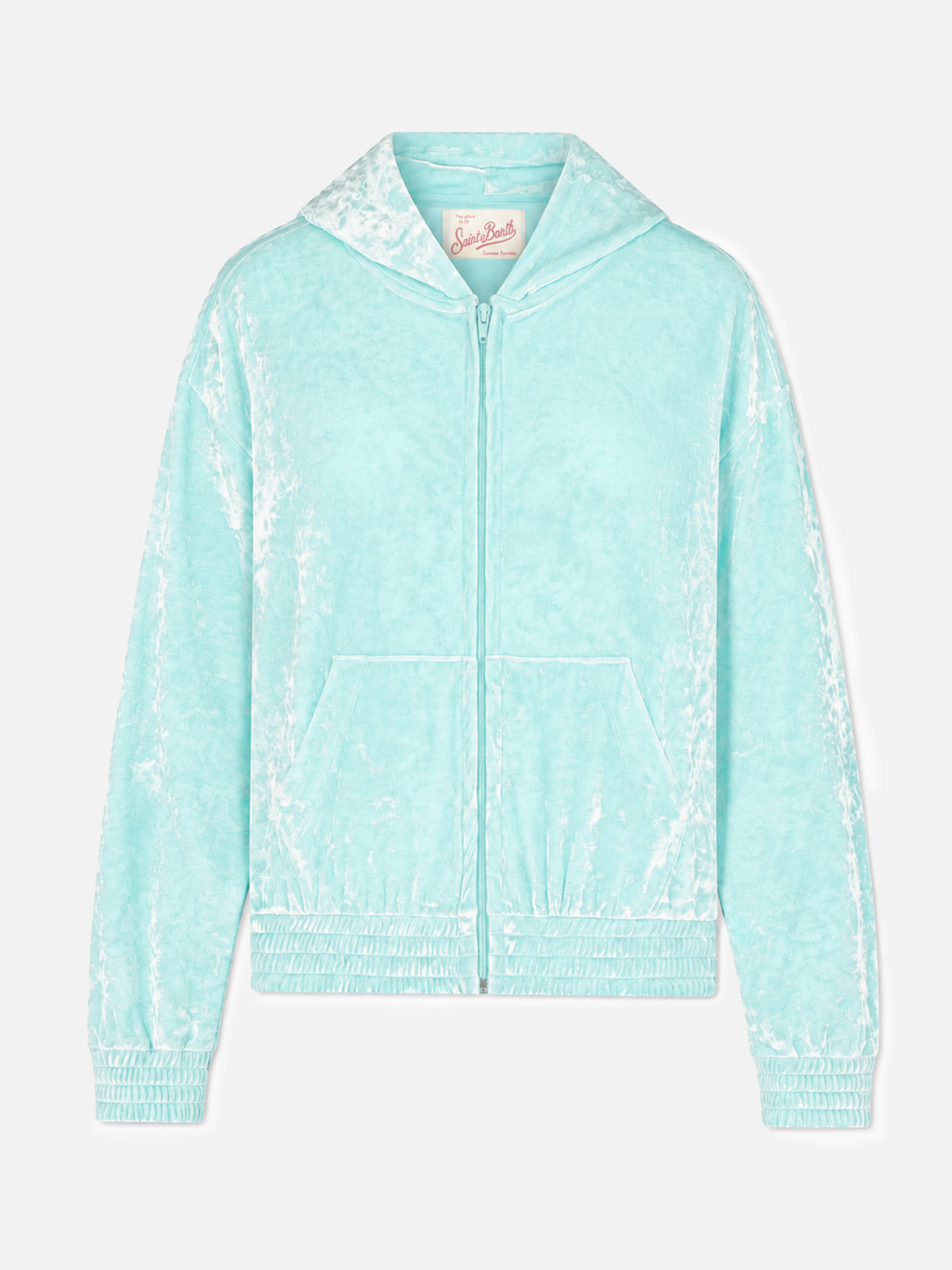 Sudadera con capucha y cremallera Jasmine de chenilla verde agua 