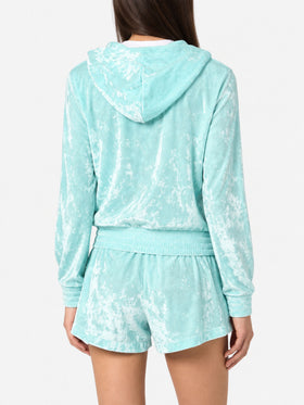 Sudadera con capucha y cremallera Jasmine de chenilla verde agua 
